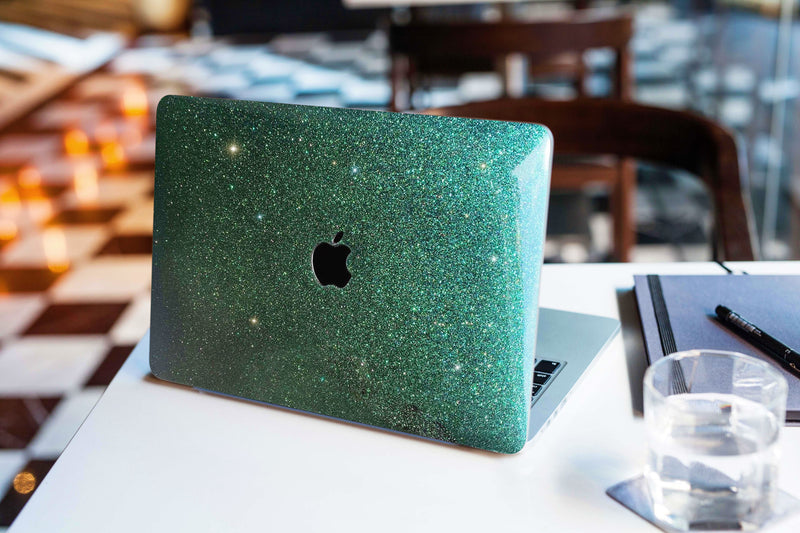 Glitter MACBOOK Case Cover Air Pro Bedazzled Bling 13" Air Pro 2021 Emerald Green Sparkly Shiny Bling Stylish Elegant Luxurious