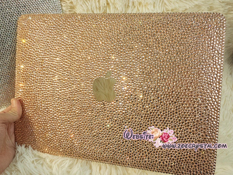 MACBOOK Air Pro Case Bedazzled Sparky Champange Rhinestone Crystal Random Sizes Pattern Kim Kardashian