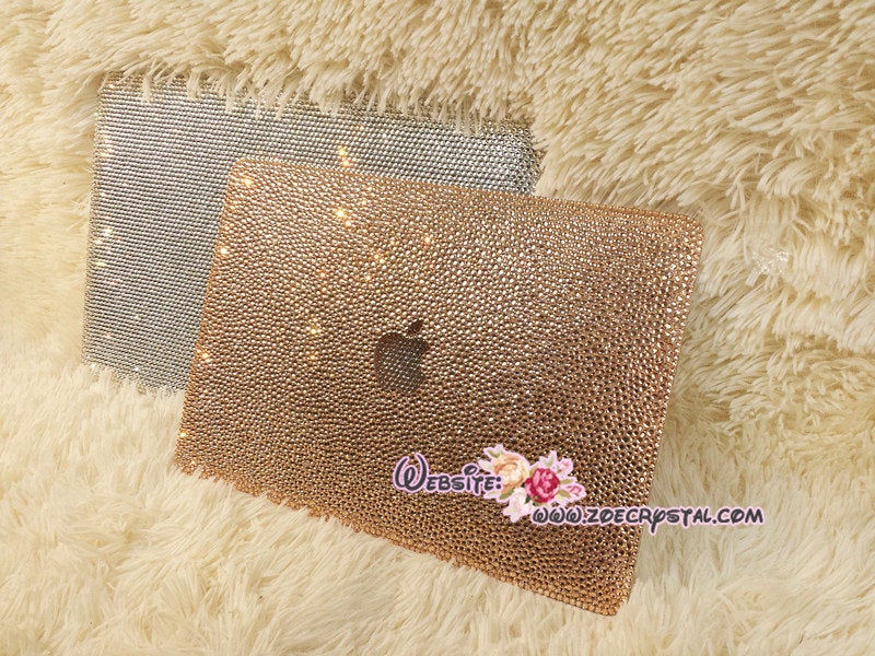 MACBOOK Air Pro Case Bedazzled Sparky Champange Rhinestone Crystal Random Sizes Pattern Kim Kardashian
