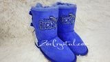 Texas ROCK STAR Style Navy blue Winter White Sheepskin Fleech/Wool Boots