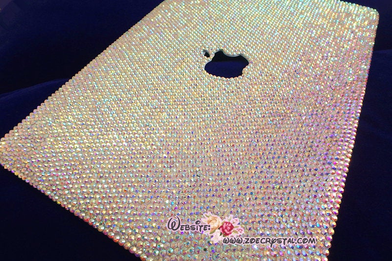 MACBOOK Case Kim Kardashian Kylie Jenner in Aurora Borealis White Crystal Rhinestone Celeb Bedazzled Sparky Shinny