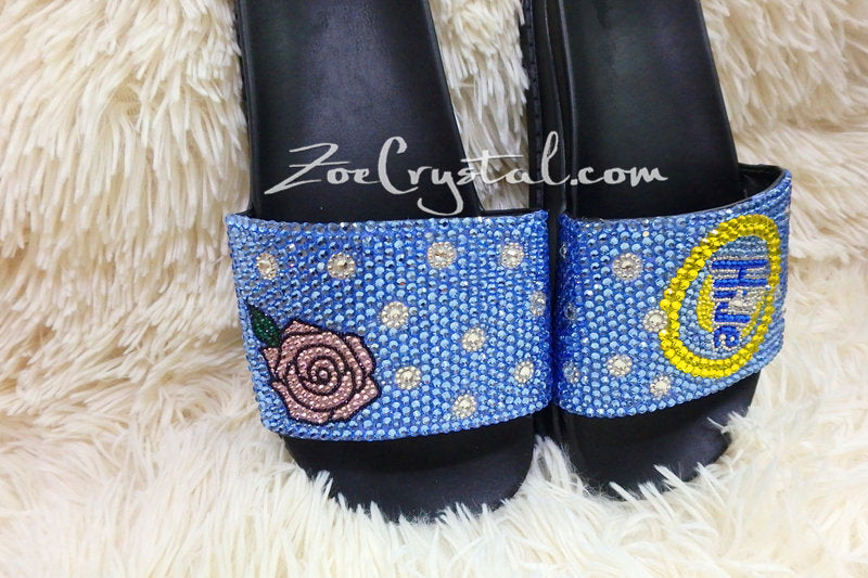 Customize Your SANDALS SLIDES Slippers in Summer Beach, Wedding, Fashion, Vacation w Bling Bedazzled Swarovski Rhinestones - Shinny Sparkly