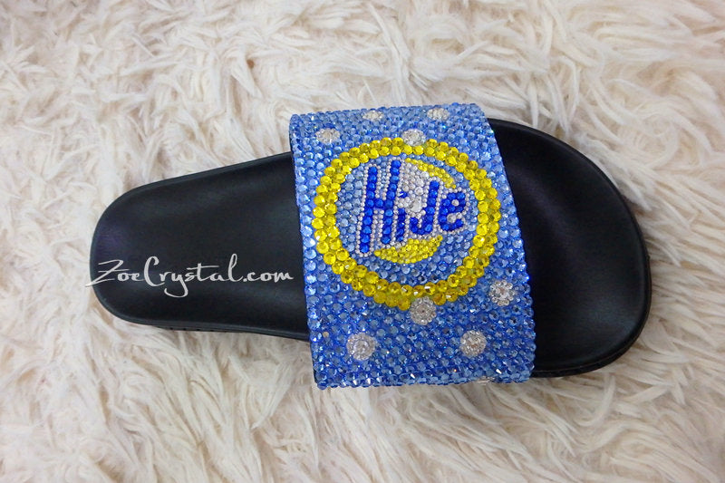 Customize Your SANDALS SLIDES Slippers in Summer Beach, Wedding, Fashion, Vacation w Bling Bedazzled Swarovski Rhinestones - Shinny Sparkly