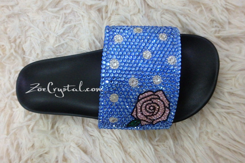 Customize Your SANDALS SLIDES Slippers in Summer Beach, Wedding, Fashion, Vacation w Bling Bedazzled Swarovski Rhinestones - Shinny Sparkly