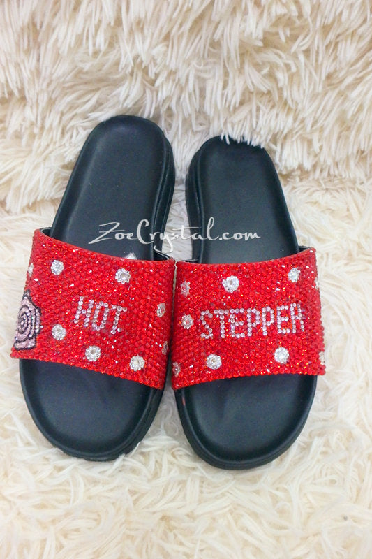 CUSTOMIZE Your SANDALS SLIDES Slippers in Summer Beach, Wedding, Fashion, Vacation w Bling Bedazzled Swarovski Rhinestones - Shinny Sparkly