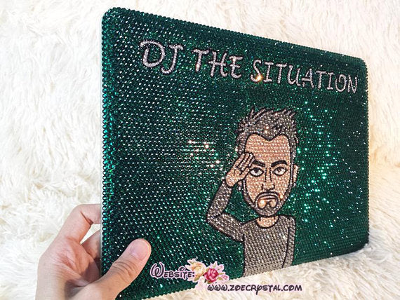 BLING Your LOGO, Design, Idol, Celeb, Symbol, DJ Macbook Air Pro Case Cover with Bedazzled  StrassGlittery Sparkly Shinny Crystal Rhinestone