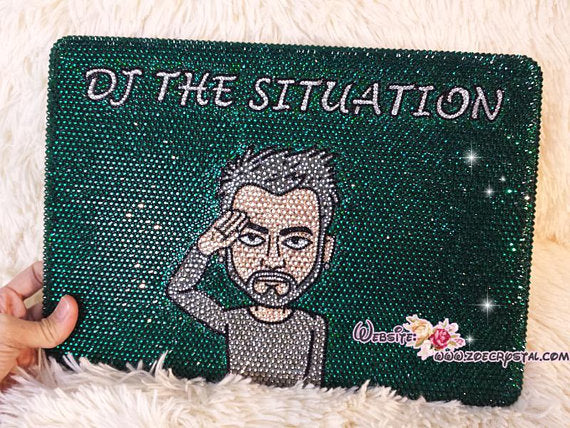 BLING Your LOGO, Design, Idol, Celeb, Symbol, DJ Macbook Air Pro Case Cover with Bedazzled  StrassGlittery Sparkly Shinny Crystal Rhinestone