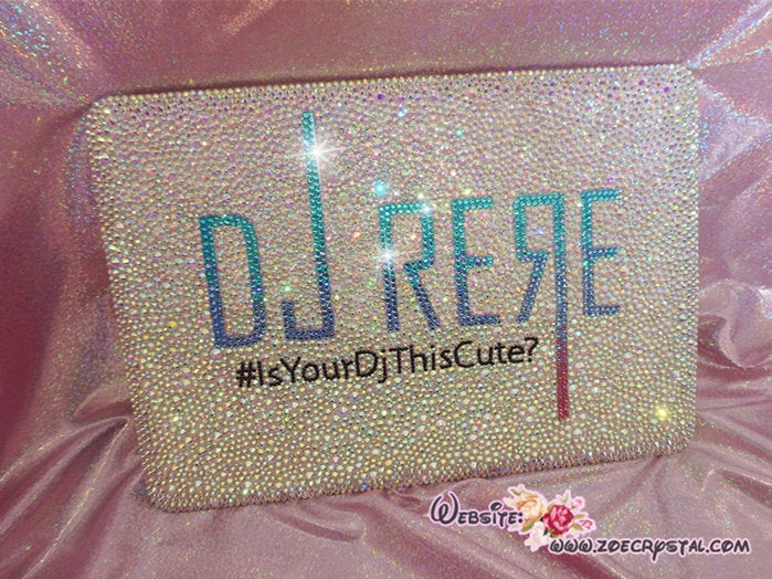 Personalized MACBOOK Case / Cover with Logo, Symbol, Idol, Celeb, DJ w Bedawzzled BLING Strass Sparkly Shinny Glittery Crystal Rhinestone