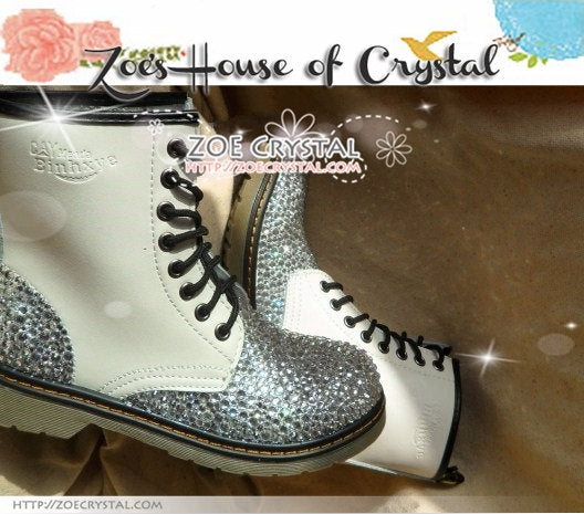 Marten Medium Tall leather Boots with Bling and Sparkly CRYSTAL