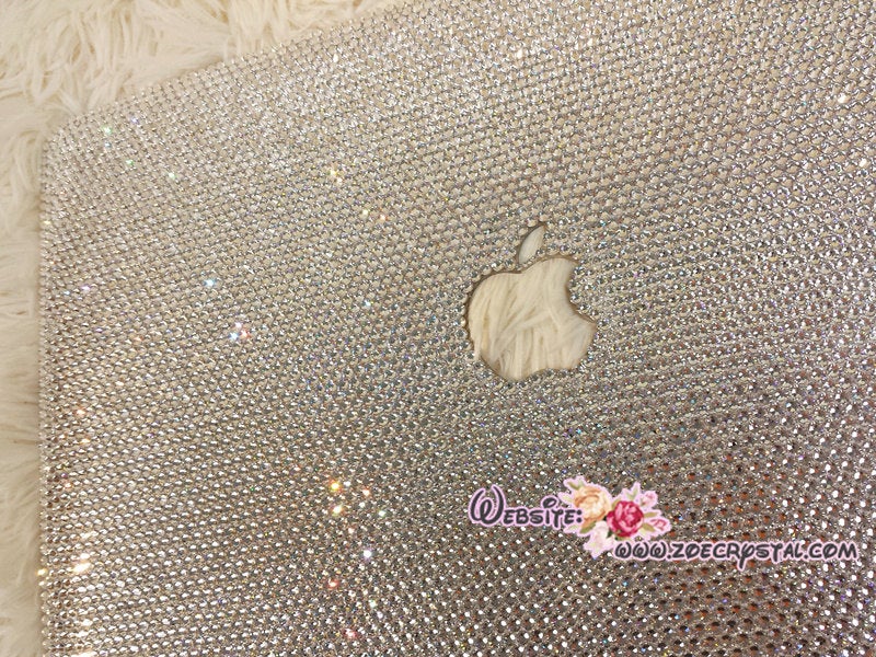 Bedazzled Bling DJ MACBOOK Case / Cover in Clear White Crystal Rhinestone Sparkling Shinning Bejeweled