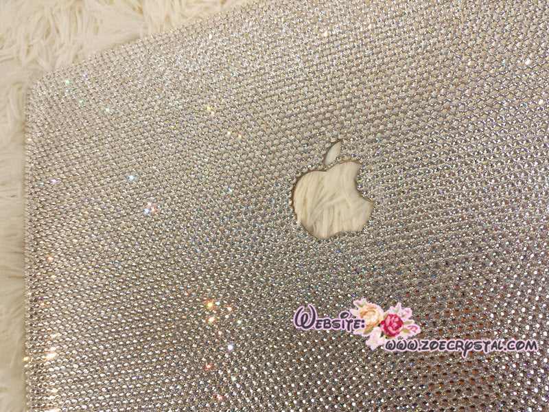 MACBOOK Air Pro Case Bedazzled Sparky Clear White Rhinestone Crystal  Pattern Kim Kardashian
