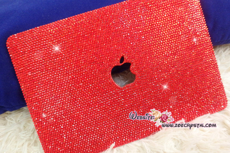 4mm MACBOOK Case Kim Kardashian Kylie Jenner in Red Crystal Rhinestone Glitter Sparky Shinny Bedazzled