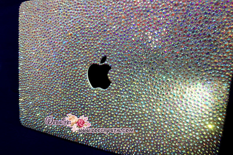 MACBOOK Case Cover in Aurora Borealis White Crystal Rhinestone Strass(Air/Pro)Glittering Sparkling Shinning-Random Bejeweled