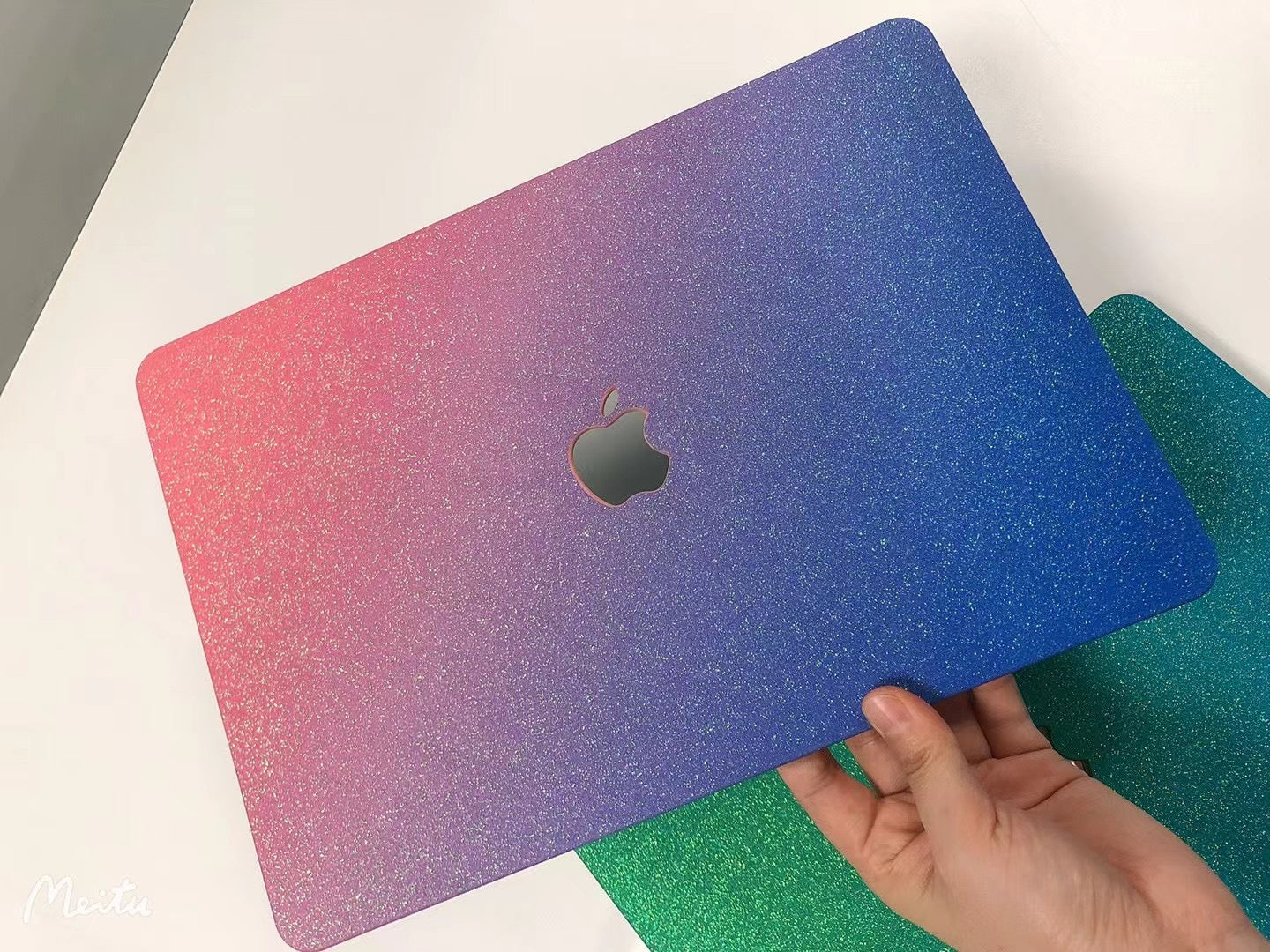 Glitter MACBOOK Case Cover Air Pro Bedazzled Bling 11" 12" 13" 15" 16"  Ombre Pink Sparkly Shinny Bejeweled Bling Stylish Strass Elegant Luxurious