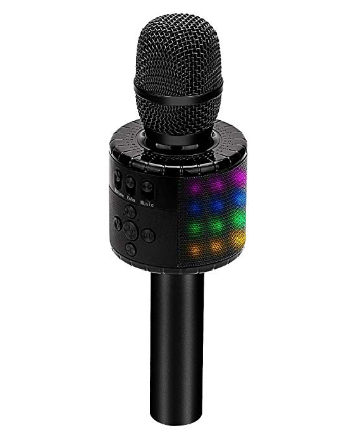 BONAOK Bling Crystal Wireless Bluetooth Karaoke Microphone Home Party Karaoke Speaker Machine