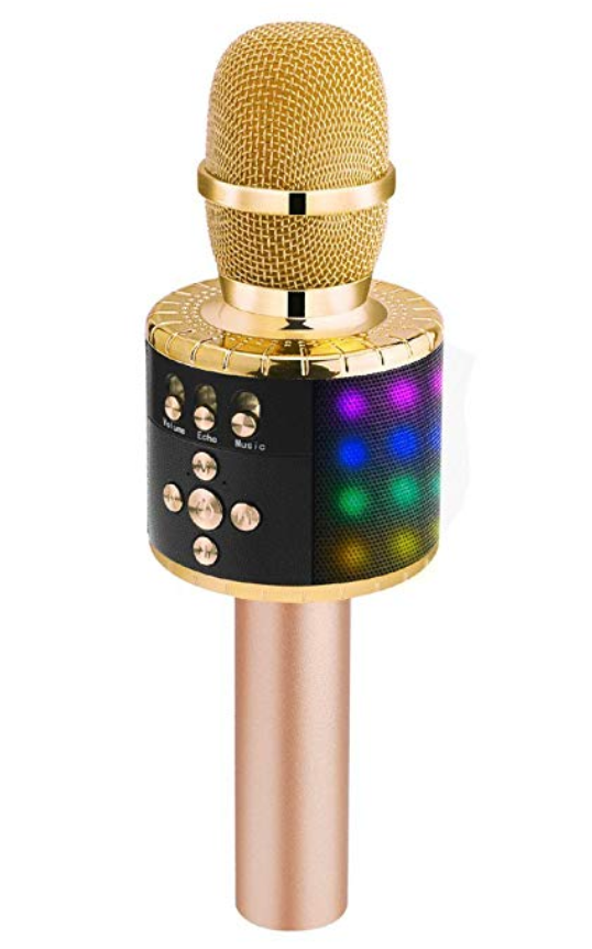 BONAOK Bling Crystal Wireless Bluetooth Karaoke Microphone Home Party Karaoke Speaker Machine