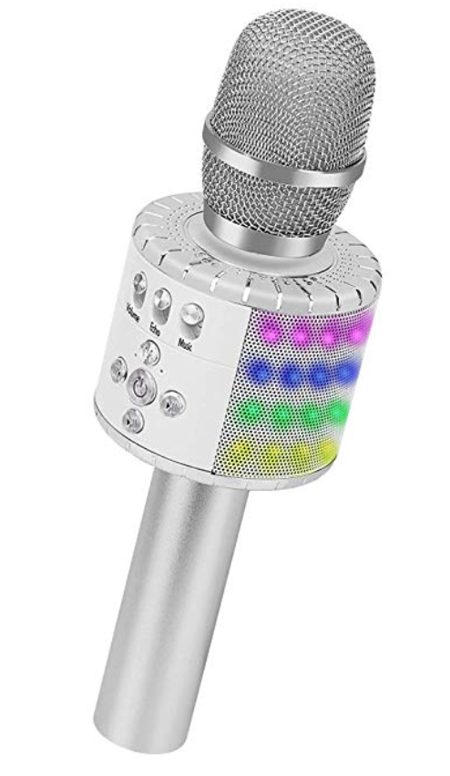 BONAOK Bling Crystal Wireless Bluetooth Karaoke Microphone Home Party Karaoke Speaker Machine