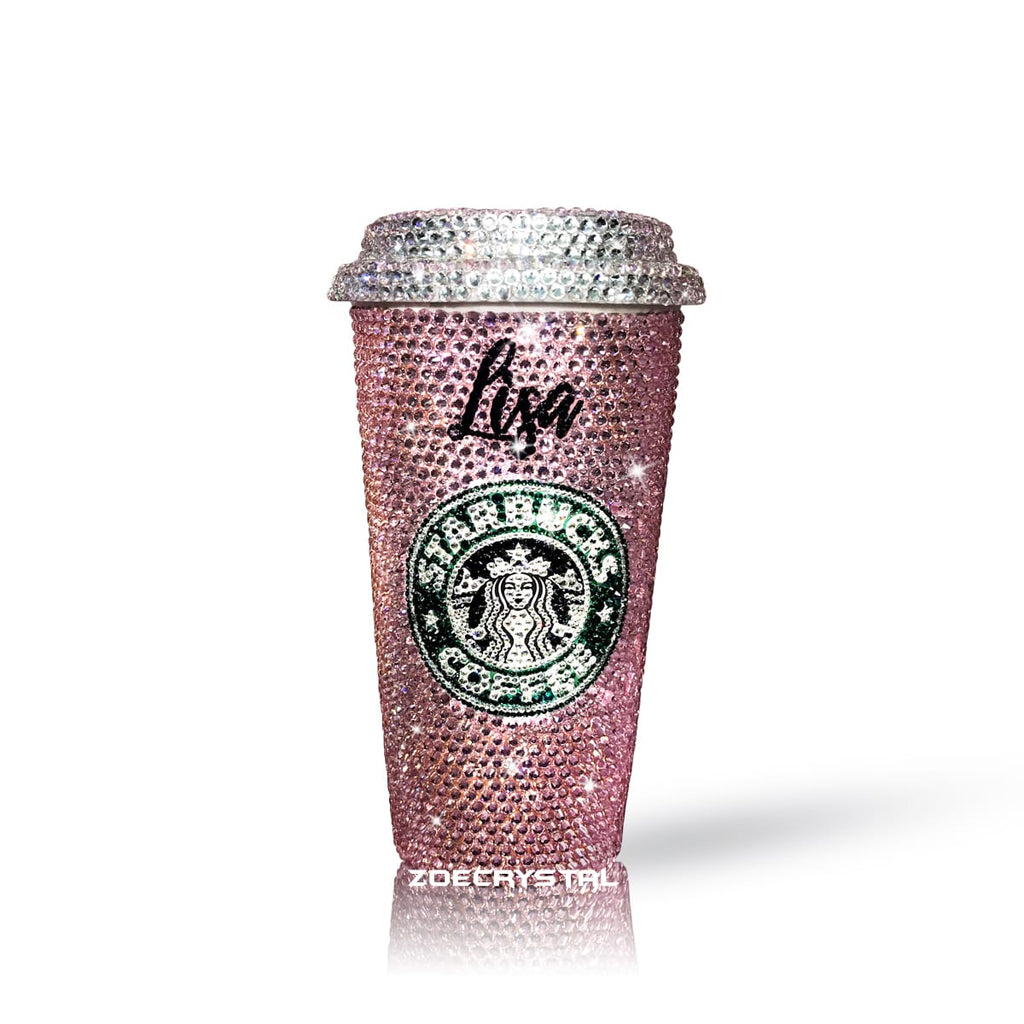 New Starbucks Light Pale Pink & Glitter W/ Lid 16 oz Cold Tumbler Cup