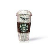 Stylish BLING Crystallized STARBUCKS Ceramic Cups with Brown Cozy