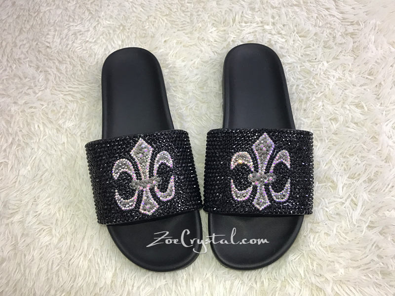 PROMOTION 20% off New Item - Fashionable Cool Black SANDALS / SLIDES with Cross