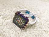 Bedazzled Bling Apple Watch Volcano Crystal Case / Protector / Cover with a White Swarovski Rhinestone iWatch Band / Strap