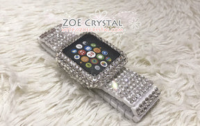 Apple Watch Bling Strass Clear white Swarovski Crystal Case Protector Cover Luxury with a White Rhinestone iWatch Band Strap