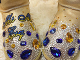 Footballer Style Gold Winter White Sheepskin Fleech/Wool Boots