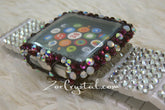 Bling Apple Watch Purple Mixed Ab opal  Crystal Case/Protector/Cover with a White Swarovski iWatch Band/Strap