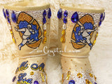 New**Footballer Style Gold Winter White Sheepskin Fleech/Wool Boots