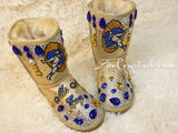 Footballer Style Gold Winter White Sheepskin Fleech/Wool Boots