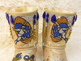 New**Footballer Style Gold Winter White Sheepskin Fleech/Wool Boots