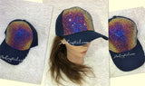 CUSTOMIZED BLING CAP / Hat Bedazzled with Rainbow Volcano Crystal Rhinestone Glitter Shinny Sparkly - Swarovski is avaialble