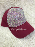 CUSTOMIZED BLING Red CAP / Hat Bedazzled with Iridescent ab White Crystal Rhinestone Glitter Shinny Sparkly - Swarovski is available