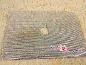 MACBOOK Air Pro Case / Cover Bling and Stylish in Clear White Crystal Rhinestones Bedazzled Sparkly Glowing