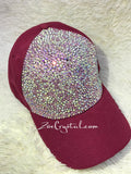 CUSTOMIZED BLING Red CAP / Hat Bedazzled with Iridescent ab White Crystal Rhinestone Glitter Shinny Sparkly - Swarovski is available