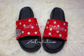 CUSTOMIZE Your SANDALS SLIDES Slippers in Summer Beach, Wedding, Fashion, Vacation w Bling Bedazzled Swarovski Rhinestones - Shinny Sparkly