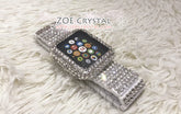 Apple Watch BEDAZZLED  Bling Clear white Swarovski Crystal Case Protector Cover with a Luxury White Rhinestone iWatch Band Strap