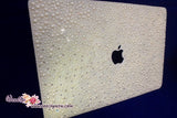 MACBOOK Air Pro Case Cover Bedazzled Bling Creamy White Pearls Swarovski Rhinestone Sparkly Shinny Bejeweled