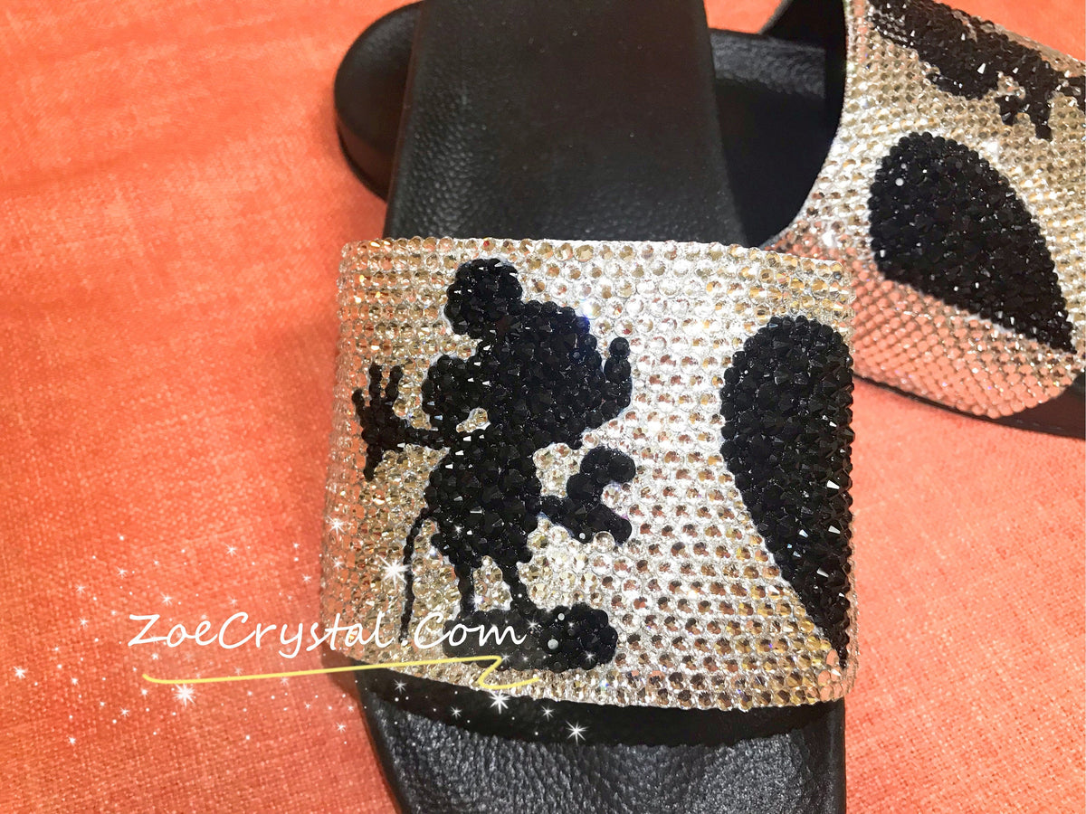 Customize Your Bling Bedazzled SANDALS SLIDES Slippers in Summer Beach, Wedding, Fashion w Bedazzled Embelished Swarovski Rhinestone Crystal
