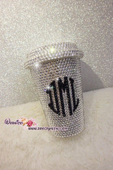 Personalize YOUR BLING Bedazzled CUP with Your Logo, Symbol or Word with Glittery Sparkly Shinny Crystal Rhinestone - optional Swarovski