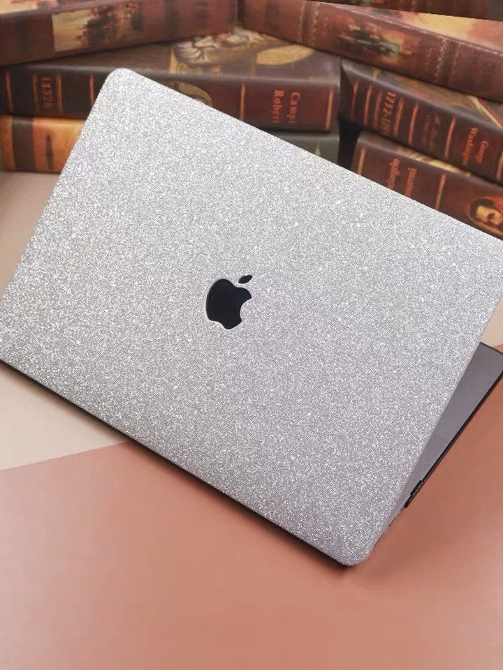 Glitter MACBOOK Case / Cover Air Pro Bedazzled Bling 11" 12" 13" 15" 16" Silver Sparkly Shinny Bejeweled Bedazzled Bling Stylish Diamond