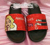 Customize Your Bling SANDALS SLIDES Slippers for Summer Holiday, Wedding, Festival, Fashion or Event with Bedazzled Swarovski Rhinestones