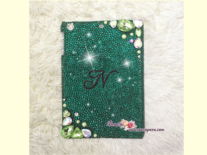 Bedazzled Bling iPAD CASE / Cover with Green Swarovski or Czech crystal (iPad air, iPad pro, iPad mini are available)Strass Sparkly Stylish
