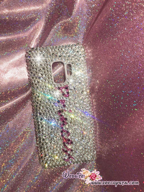 Customize your iPhone Samsung Phone Case Cover w Bling Bedazzled Sparkly Glittery Swarovski Crystal Rhinestone by adding Word Name Initial
