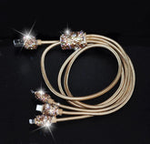 Bling Bedazzled Champagne Mobile Phone Charging Data Cable 3 in 1 Lightning, USB C, Micro USB to USB Apple iPhone iPad AirPod Android Phones