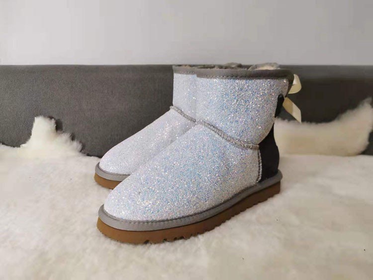 New**Super Bling and Sparkly SheepSkin Wool BOOTS w shinning glitter Bailey bow boots
