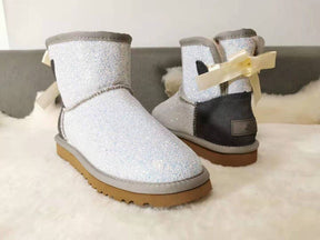New**Super Bling and Sparkly SheepSkin Wool BOOTS w shinning glitter Bailey bow boots
