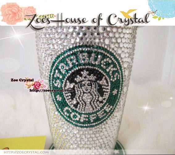 Stylish Bling Crystallized STARBUCKS Ceramic Mug / Cup