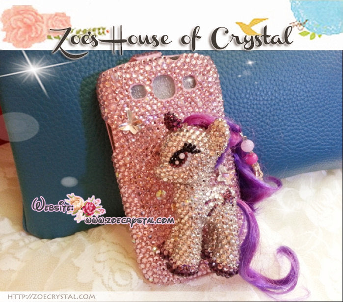 Czech/ Swarovski My Little Pony 3D / Unicorn  BLING Crystal 3D Cell Phone Case - Flip case