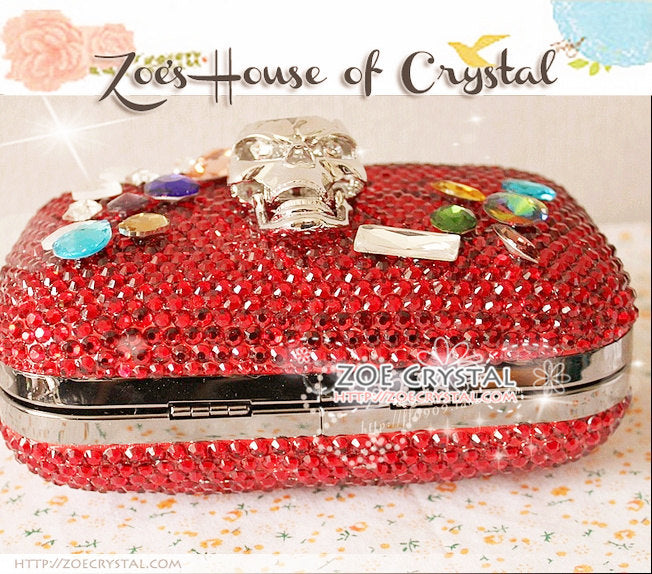 Bling and Sparkly CRYSTAL Clutch with Cool Skull